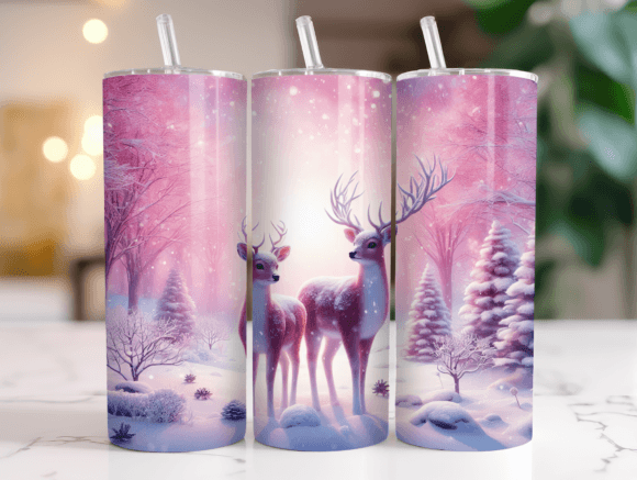 20oz Snowy Deer Pink Christmas Wrap Png Review