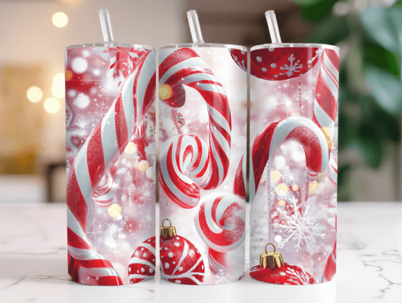 Candy Canes Peppermints Tumbler Wrap Png