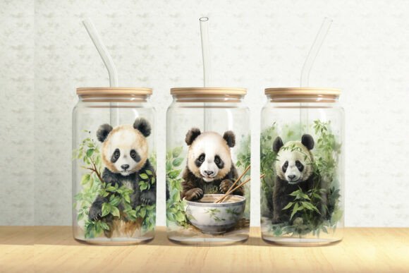 Panda 16oz Glass Can Tumbler Wrap