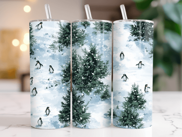 Penguins Snowy Forests Seamless Wrap