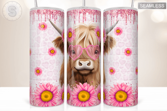 Pink Sunflower Highland Cow Tumbler Wrap Review