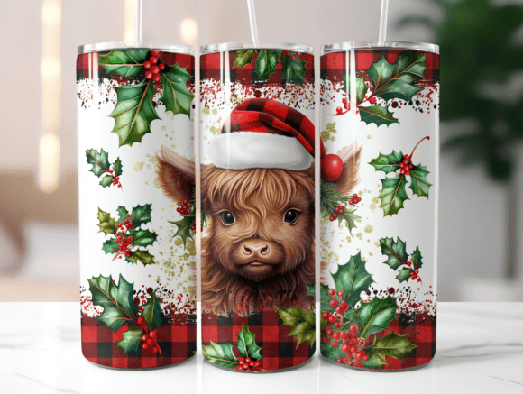 Red Plaid Christmas Highland Cow Embroidery Design Review