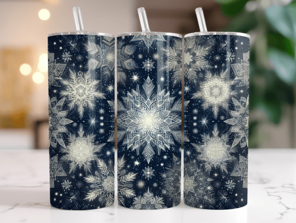 Snowflakes Christmas Tumbler Wrap PNG Review